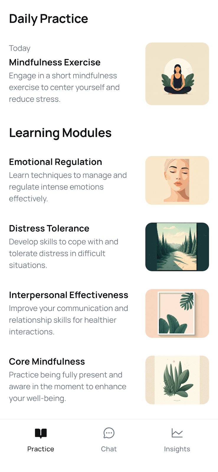 Daily Practice Screen